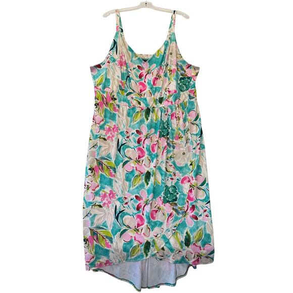 TORRID Studio Wrap Sleeveless Midi Dress Women's Size 3 Floral Aqua Blue Pink - Picture 3 of 15